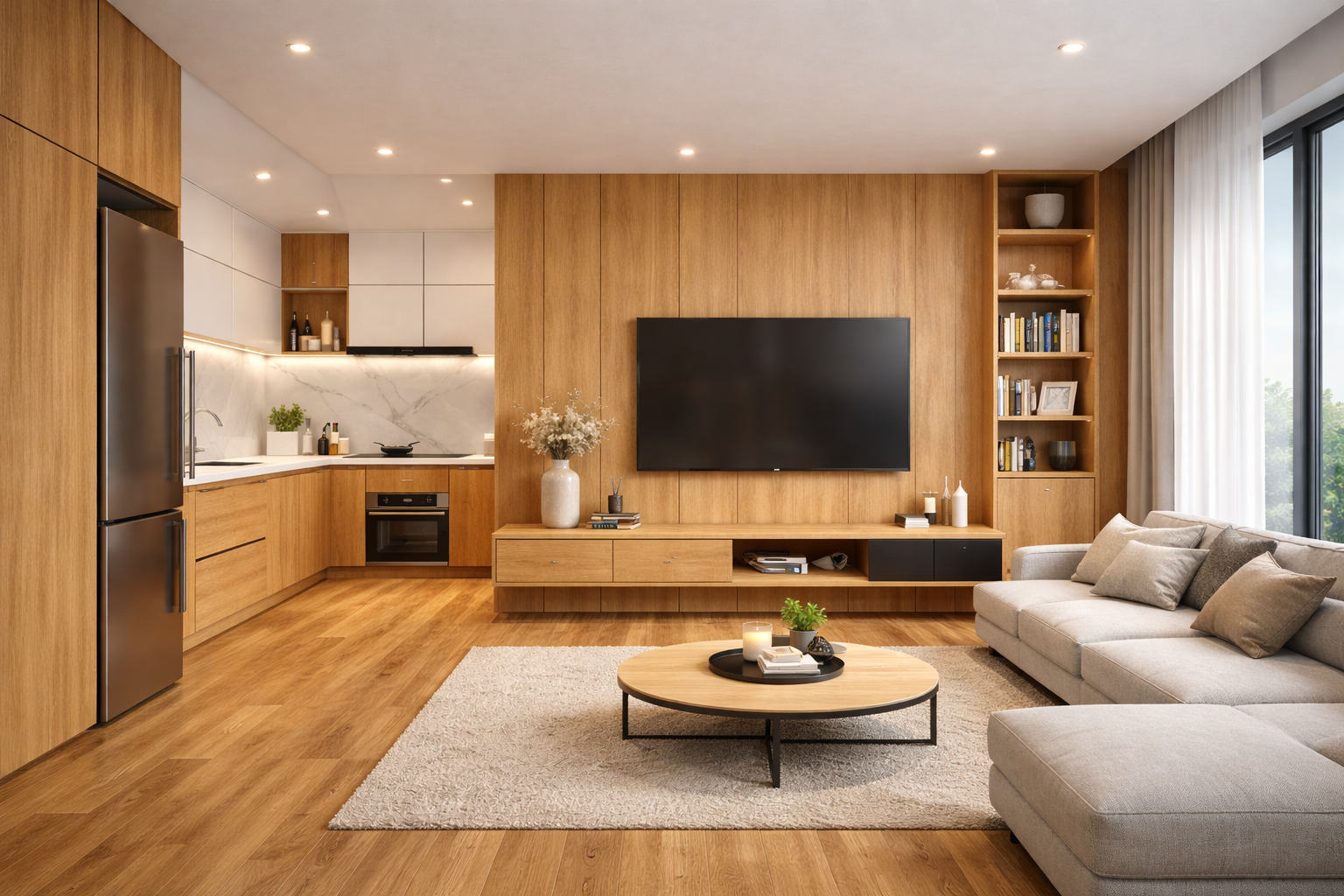 Thiết kế nội thất gỗ công nghiệp hiện đại cho nhà phố tại Đức Trọng Lâm Đồng